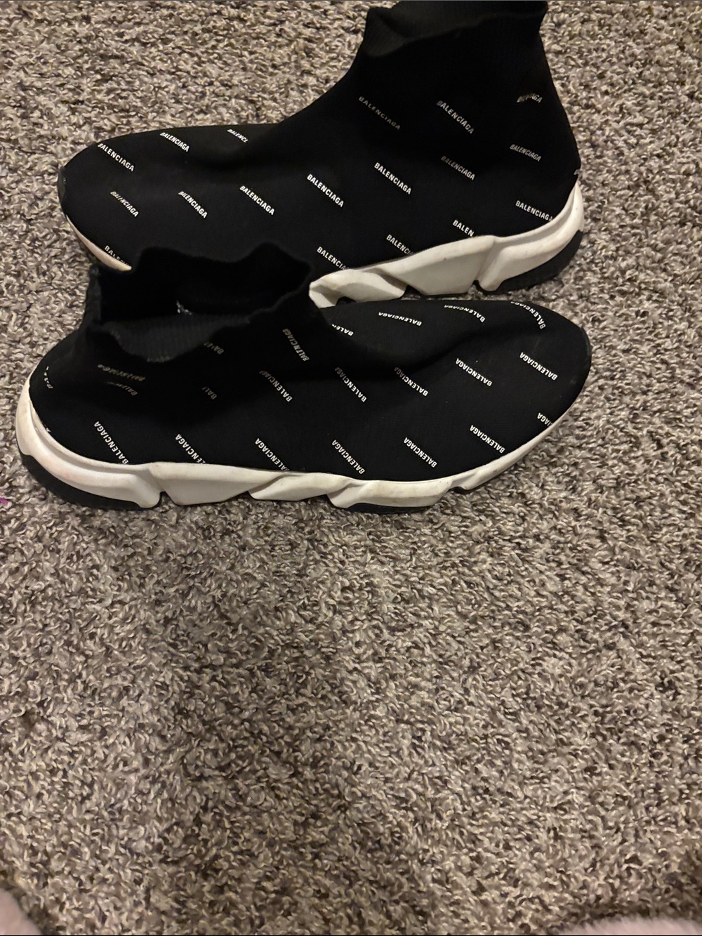 Balenciaga Black Knit Sock Sneakers with White Sole